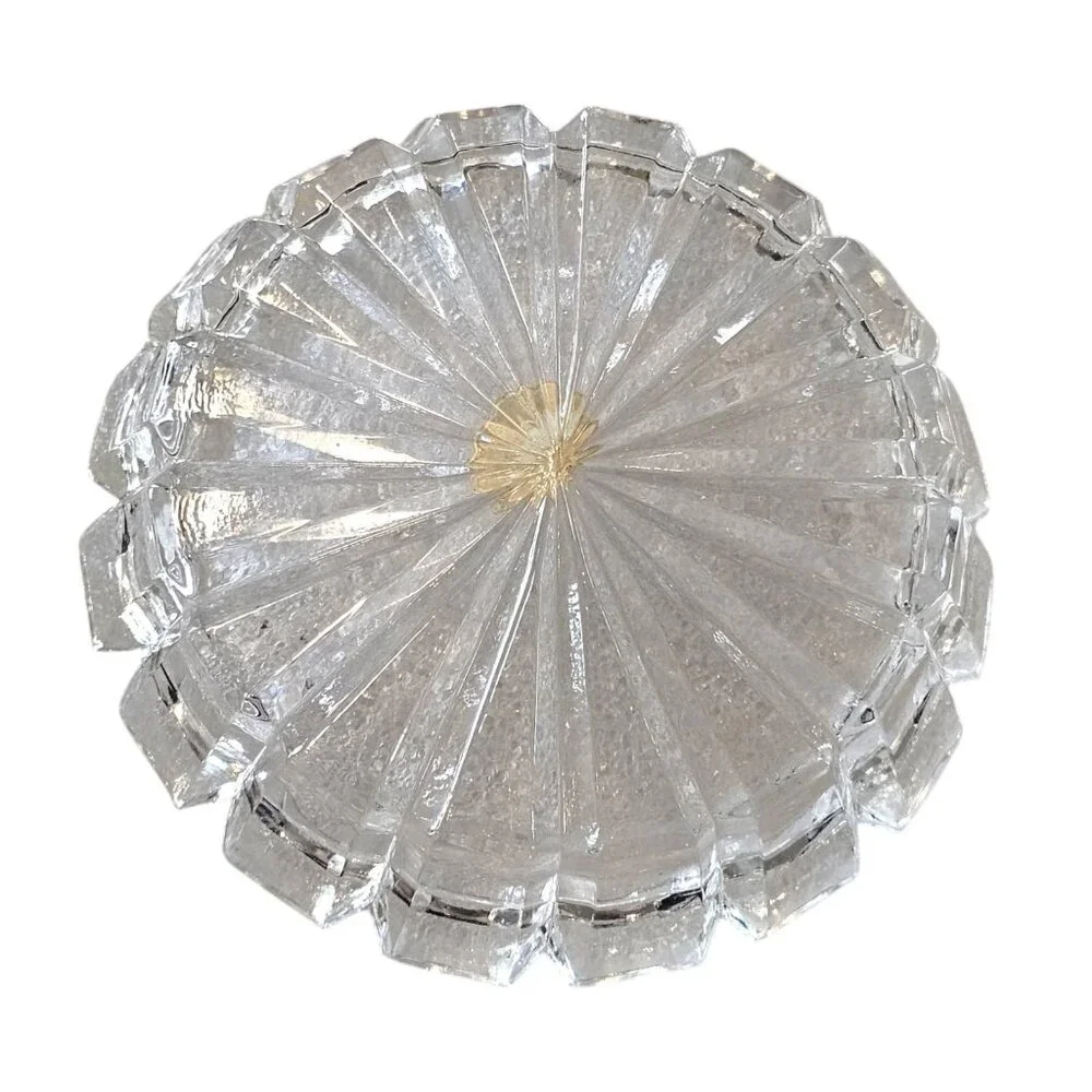 60s 6 Bolemia Czech Clear Cut Glass Ashtrays Trinket Dishes Coasters MCM Barware